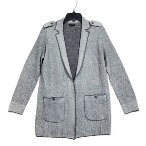 Talbots Knit Blazer‎ Sweater Jacket Gray Wool Blend Cardigan Casual Small Petite